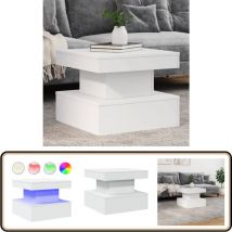 Vidaxl - Table basse avec lumières led blanc 50x50x40 cm - Table Basse Design - Table Basse Led - Table Basse Blanche - Meuble Salon Tendance - Table