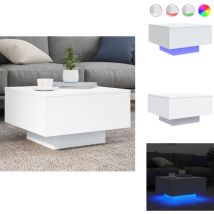 Vidaxl - Table basse avec lumières led blanc 55x55x31 cm - Table Basse Design - Table Basse Led - Table Basse Blanche - Meuble Salon Tendance - Table