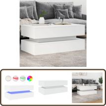 Vidaxl - Table basse avec lumières led blanc 90x50x40 cm - Table Basse Design - Table Basse Led - Table Basse Blanche - Meuble Salon Tendance - Table
