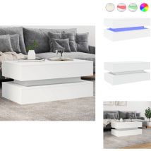 Vidaxl - Table basse avec lumières led blanc 90x50x40 cm - Table Basse Design - Table Basse Led - Table Basse Blanche - Meuble Salon Tendance - Table