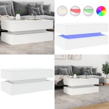 Vidaxl - Table basse avec lumières led blanc 90x50x40 cm - Table Basse Design - Table Basse Led - Table Basse Blanche - Meuble Salon Tendance - Table