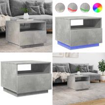 Table basse avec lumières LED gris béton 50x49x40 cm - Table Basse Design - Table Basse Led - Table Basse Moderne - Meuble Salon - Table D'appoint