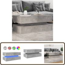 Vidaxl - Table basse avec lumières led gris béton 90x50x40 cm - Table Basse Design - Table Basse Led - Table Basse Lumineuse - Meuble Salon - Table