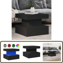 Vidaxl - Table basse avec lumières led noir 50x50x40 cm - Table Basse Design - Table Basse Led - Table Basse Contemporaine - Meuble Salon - Table