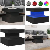 Vidaxl - Table basse avec lumières led noir 50x50x40 cm - Table Basse Design - Table Basse Led - Table Basse Contemporaine - Meuble Salon - Table
