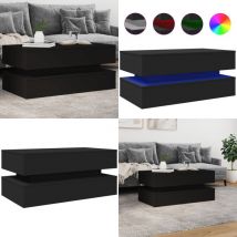 Vidaxl - Table basse avec lumières led noir 90x50x40 cm - Table Basse Design - Table Basse Led - Table Basse Contemporaine - Meuble Salon - Table