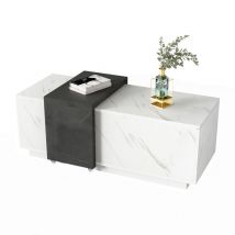 Redom - Table basse avec placage aspect marbre, motif classique en marbre blanc, idéale pour le salon et le bureau