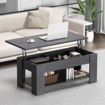 Noblewell - Table basse avec plateau relevable et rangement intégré, meuble pratique pour le salon et le bureau avec compartiments de rangement
