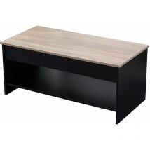 Happy Garden - Table basse avec plateau relevable noire et bois hedda
