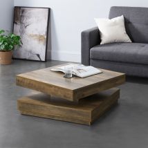 [en.casa] - Table Basse avec Plateau Tournant Florenz Effet Bois