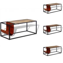 Vidaxl - Table basse avec porte-revues Cuir véritable 110x50x45 cm - Table Basse Industrielle - Table Basse Design - Table Basse Moderne - Table