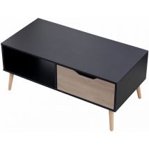 Happy Garden - Table basse avec tiroir style scandinave noire freja
