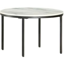 Table Basse Blanc Et Noir Ø65 Cm Marbre Solide Véritable
