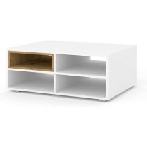 Table basse Blanc Mat/Chêne artisan 94x70cm Anette C design moderne de haute qualité