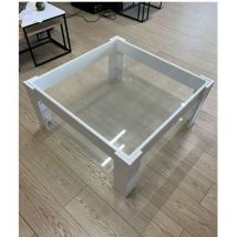 Tezeta - Table basse blanche Homy avec double plateau en verre