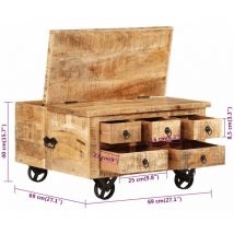 Lafomukea - Table basse Bois de manguier brut 70 x 70 x 40 cm