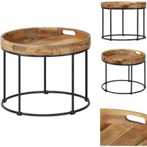 Table basse Bois de manguier massif et acier 50x40 cm - Table Basse Industrielle - Table Basse Design - Table Basse Vintage - Table Basse Bois Massif