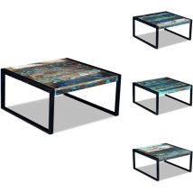 Table basse Bois de récupération massif 80x80x40 cm - Table Basse Vintage - Table Basse Industrielle - Table Basse Design - Table Basse Rustique