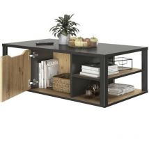 Diagone Table basse bar- Décor Noir et cheneL 110 x h 38 x p 60 cm - dakota