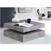 Table basse carrée pivotante - Panneau de particules - Décor béton gris clair - Classique - l 78 x p 78 x h 35,4 cm - coffee