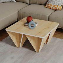 Toscohome - Table basse carrée 80x80 cm coloris chêne - Diamond