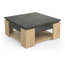 Demeyere - Table Basse Carrée Austin - Décor Chene Hamilton Et Sidewalk - L 80 X P 80 X H 37,2 Cm