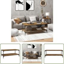 Soekavia - The Living Store Table basse Chêne fumé 100x50x40 cm Bois d'ingénierie - Table Basse - Meuble Industriel - Table D'appoint - Table Côté