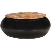 Jinlefu - fimei Table basse Noir 68x68x30 cm Bois de récupération solide