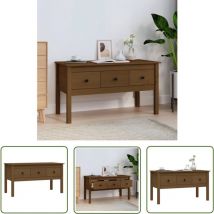 The Living Store Table basse Marron miel 102x49x55 cm Bois massif de pin - Table Basse - Meuble tv - Table D'appoint - Table Ronde - Bois Massif