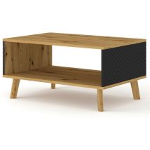 Table basse Chêne artisan/noir mat fraisé 90x60cm avec étagére de haute qualité modèle Luxi