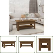 The Living Store Table basse chêne marron 102x55x42 cm bois d'ingénierie - Table Basse - Meuble Salon - Table D'appoint - Table Contemporaine - Table