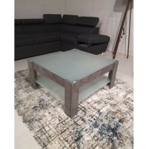 Toscohome - Table basse ciment 88,5x81 cm avec double plateau en verre - Homy