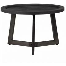 Meubletmoi - Table basse d. 70 cm plateau effet ardoise et pieds métal noir - black
