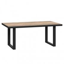 Table basse 110 cm décor bois clair et pied luge métal noir - CELIA