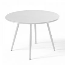 Oviala - Table basse de jardin ronde en métal blanc 40 cm - Palavas