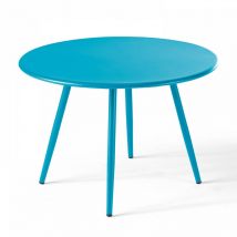 Table basse de jardin ronde en métal bleu 50 cm - Palavas