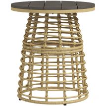 Table basse de jardin table d'appoint extérieur résine aspect rotin métal naturel
