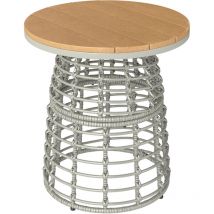 Table basse de jardin table d'appoint extérieur résine aspect rotin métal gris