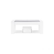 Ekasn - Table basse de salon avec plateau en verre noir 100 x 50 x 40 cm