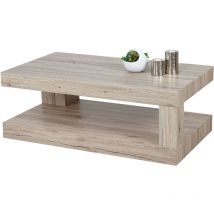 Jamais utilisé] Table basse de salon HHG 394, structure 3D mvg 40x110x60cm, aspect chêne Sanremo