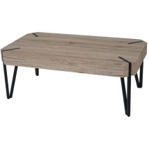 Table basse de salon Kos T573, mvg 43x110x60cm, optique chêne Sanremo, pieds métalliques foncés