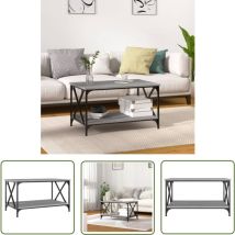 Bonnevie - The Living Store Table basse Sonoma gris 80x50x45 cm Bois d'ingénierie et fer - Table Basse - Meuble Salon - Table D'appoint - Table Ronde
