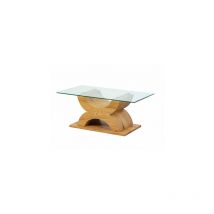 M&s - Table basse design 110x60x45 cm en verre et piétement bois
