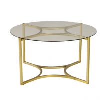 Paris Prix - Table Basse Design en Verre 'Kivik' 90cm Or