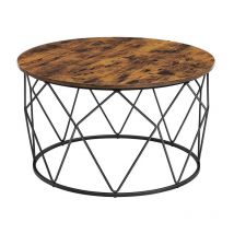 Mobilibrico - Table Basse Design Industriel, Vintage Marron-noir