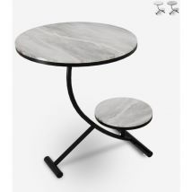 Table basse design métal et marbre 2 plateaux 50x50cm Marpes xl - Gris