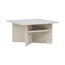 Paris Prix - Table Basse Effet Marbre 'Alesund ' 75cm Beige
