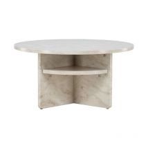Paris Prix - Table Basse Effet Marbre 'Alesund ' 85cm Beige