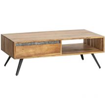 Table basse en bois d'acacia et pierre Yvan