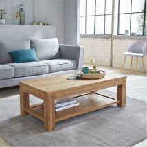 Berah Getah - Table basse en teck massif double plateau 120 cm